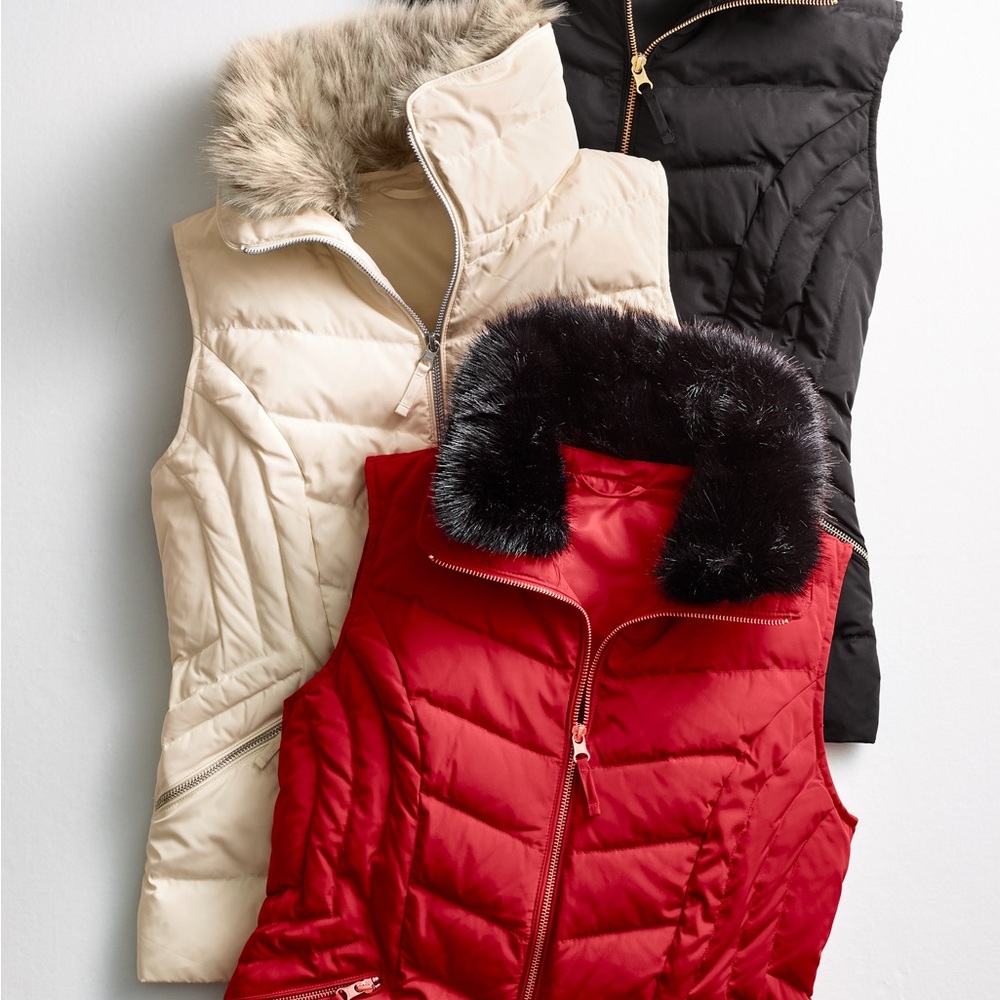 Talbots Red Quilted Removable Faux-Fur Collar Puffer Vest‎ Size XL NWOT - Picture 13 of 15